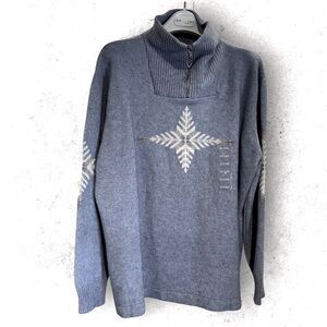 Avoca | Sweater | Merinosilk | Ice | Cowl Neck w/Snowflake Design | XL